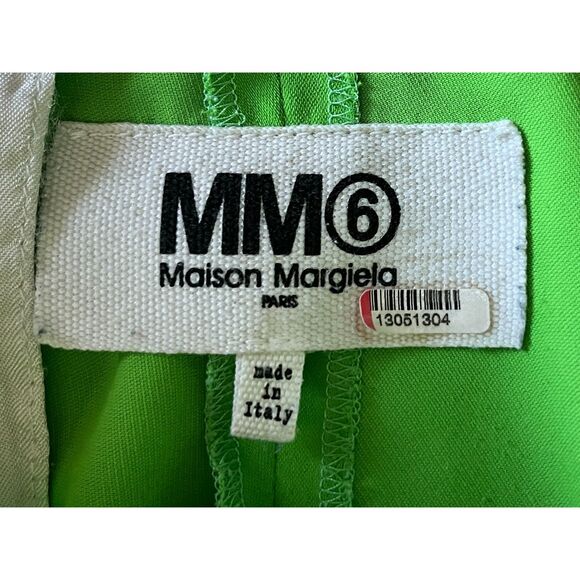 MM6 Maison Martin Margiela Green Satin Wide Leg Pants Trousers Women's Size 30 - Picture 3 of 10